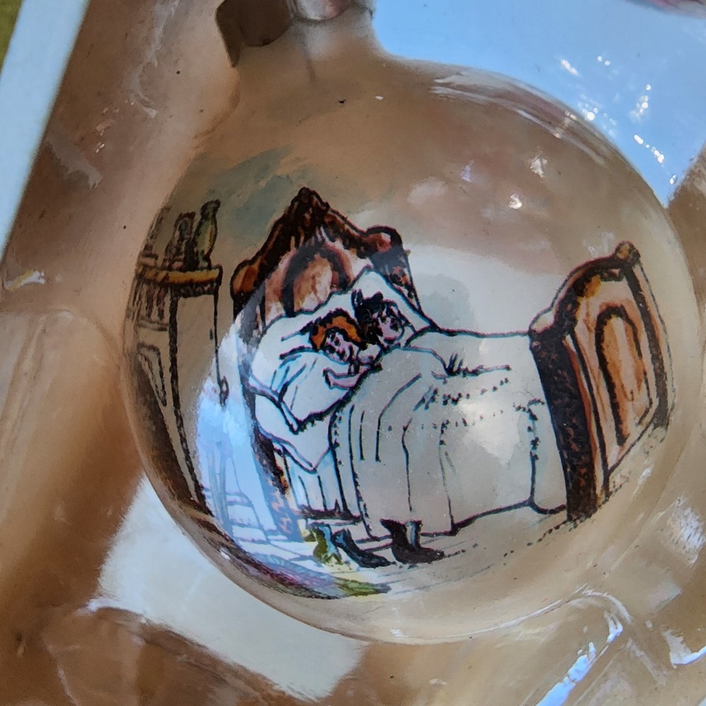 Bunnykins Christmas Ornaments Beatrix Potter Bed Fireplace Rabbits Glass Vintage - Picture 6 of 14